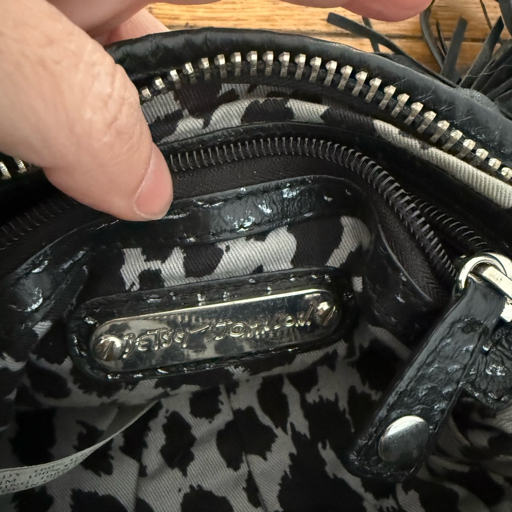 Betsey Johnson Black Leather Crossbody Bag with Tassel and Studs - Picture 4 of 5